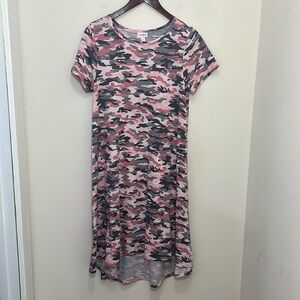 LuLaRoe Women’s Carly Pink Camo Dress Size Small